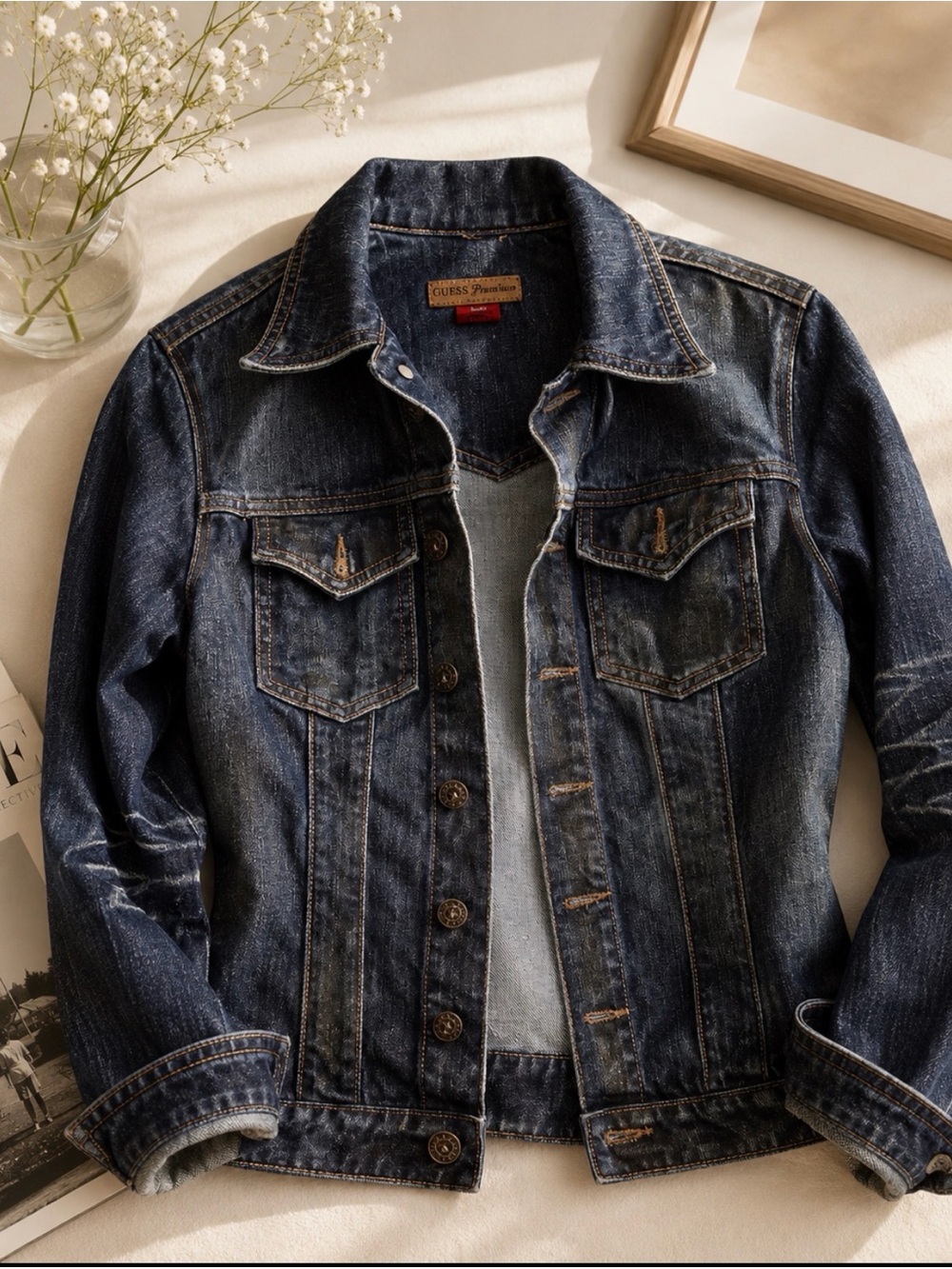 Guess Premium Jean distressed Y2K jacket small